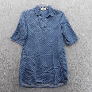 Cloth and Stone Womens Chambray Shirt Dress XS‎ Blue Tencel Casual